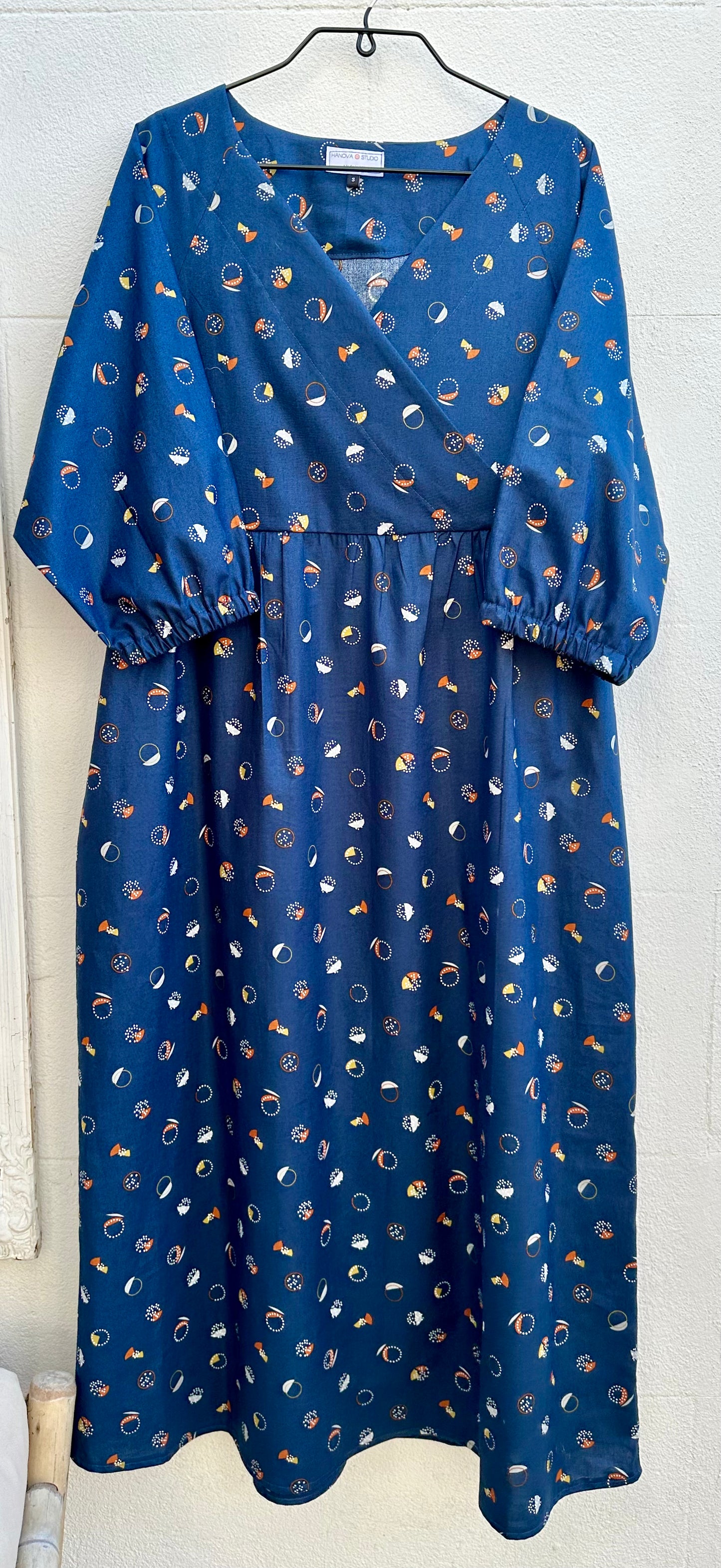 Kay Dress in Navy Fizz Cotton