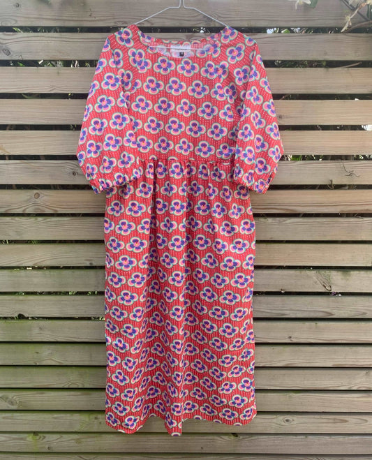 Kay Dress in Kitsch Lotus Cotton - Hanova Studio