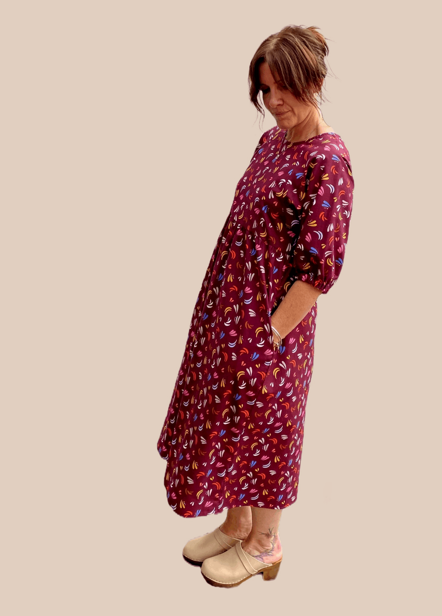 Kay Dress in Maroon Fiesta - Hanova Studio
