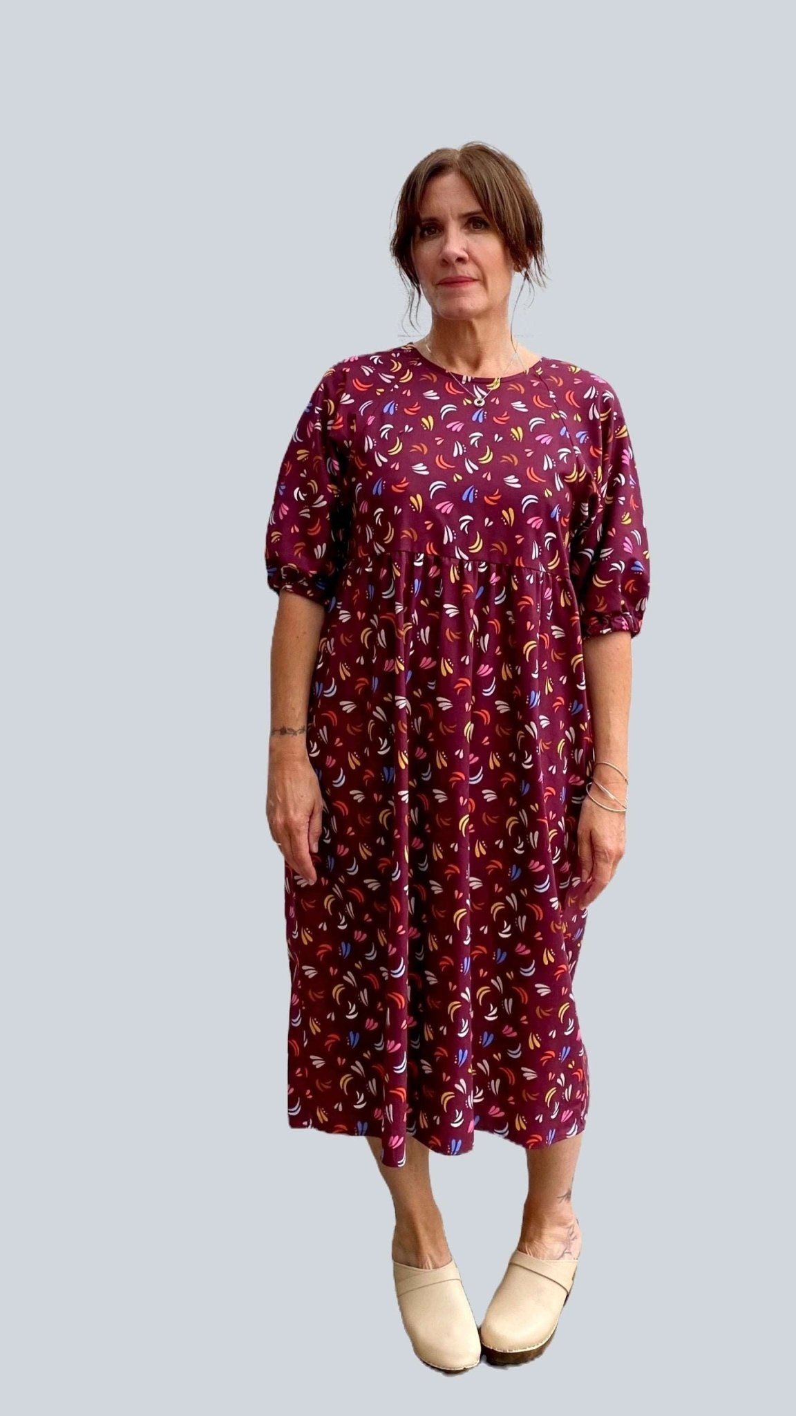 Kay Dress in Maroon Fiesta - Hanova Studio