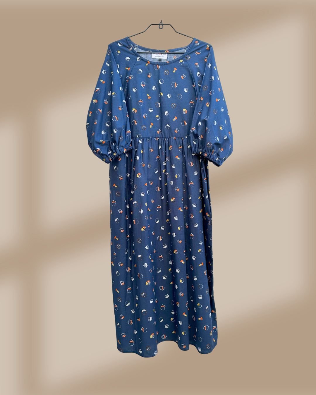 Kay Dress in Navy Fizz Cotton - Hanova Studio