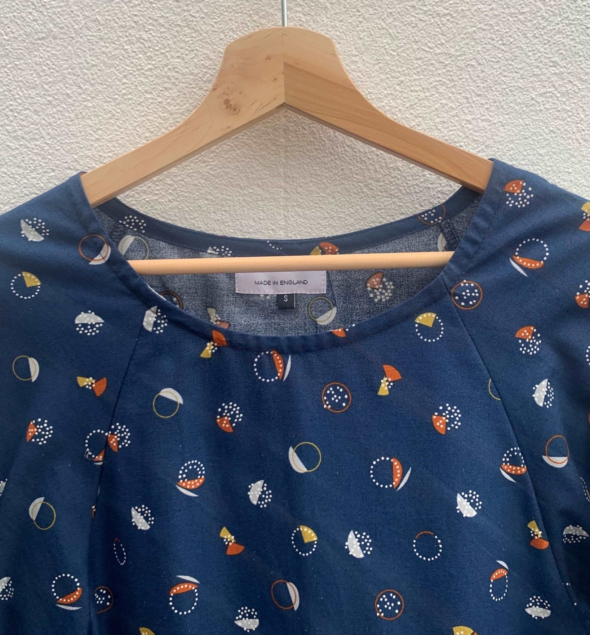 Kay Dress in Navy Fizz Cotton - Hanova Studio
