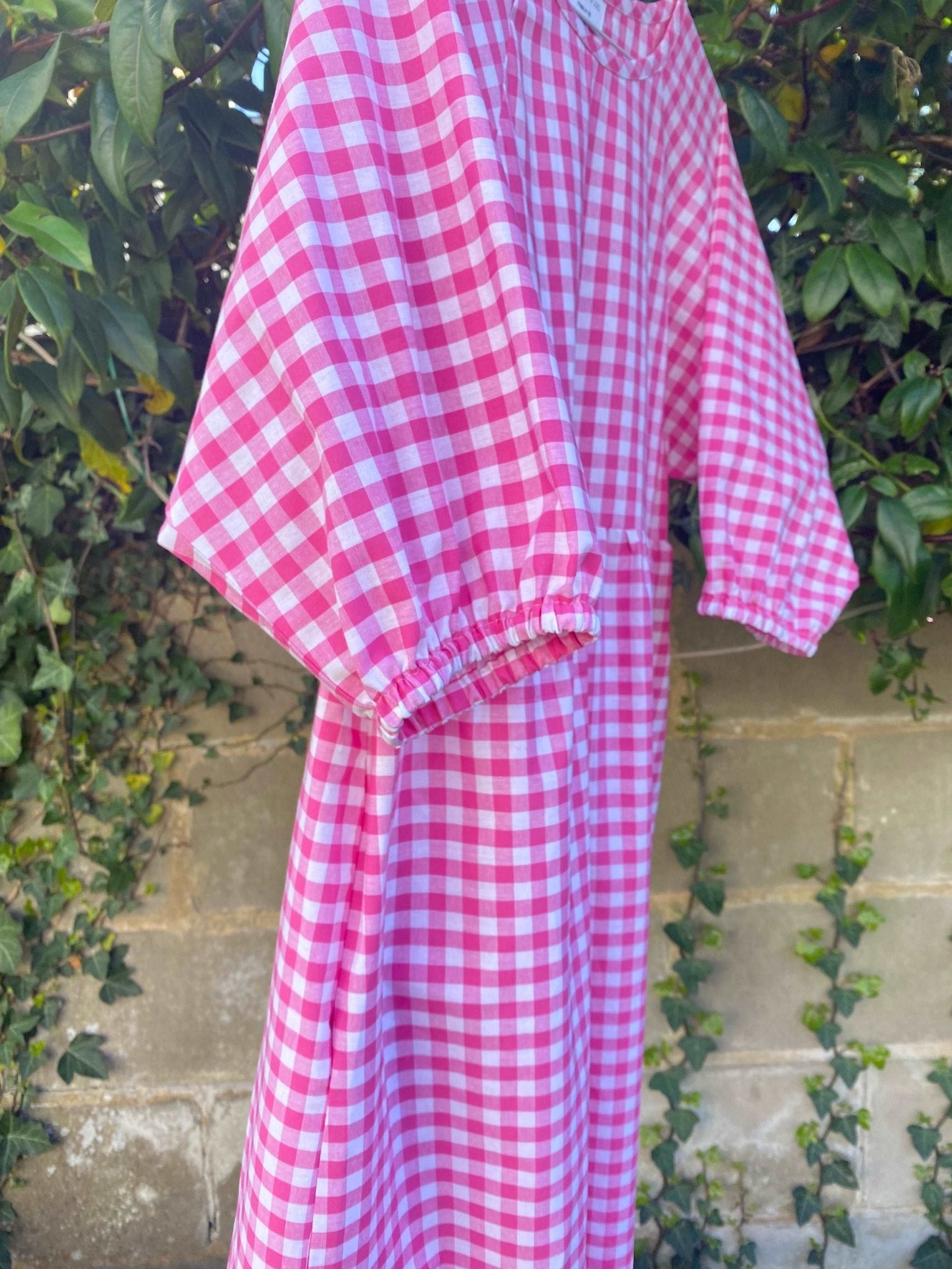 Kay Dress in Pink Gingham Cotton - Hanova Studio