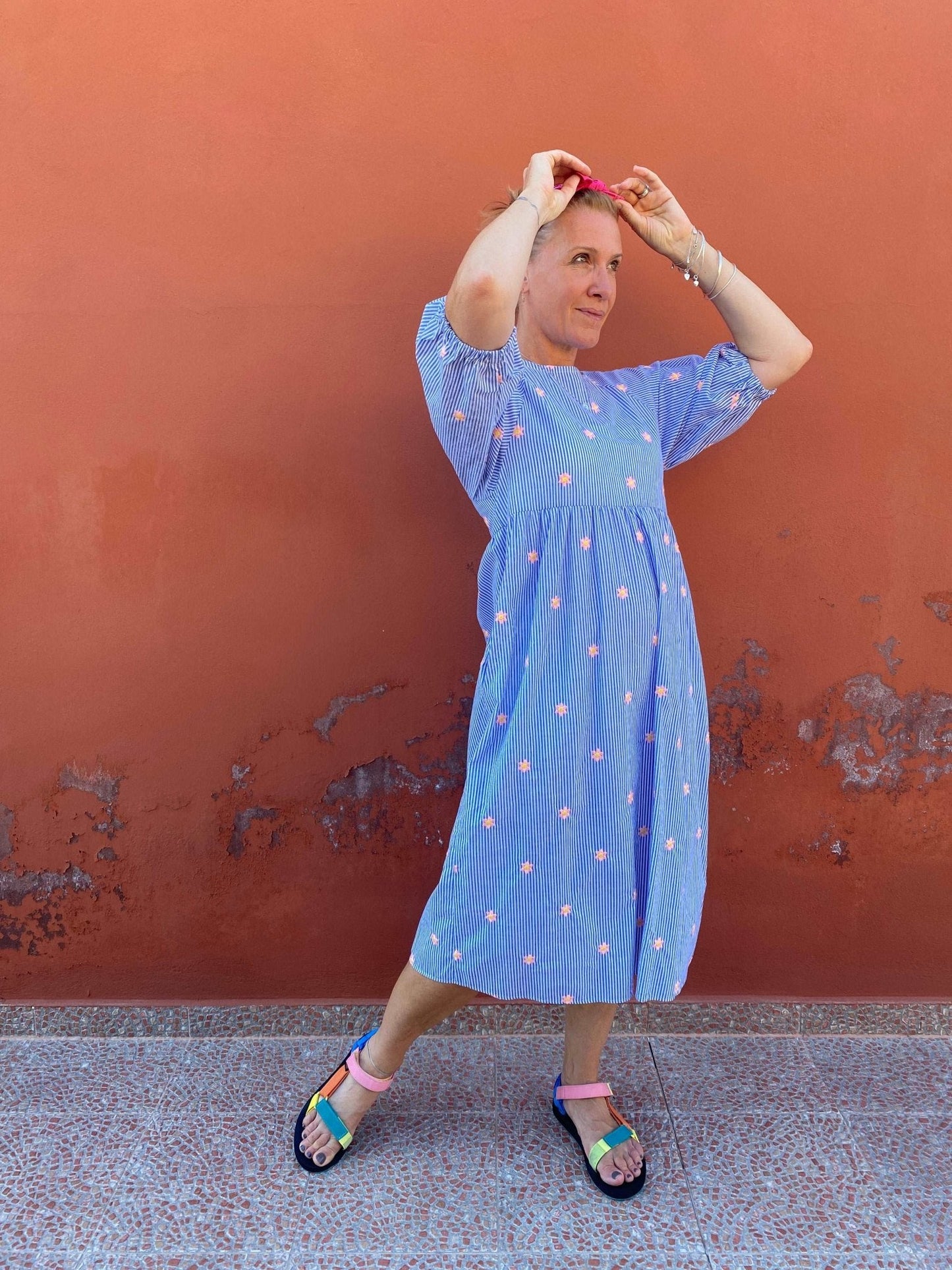 Kay Dress in Starry - Stripe Cotton - Hanova Studio