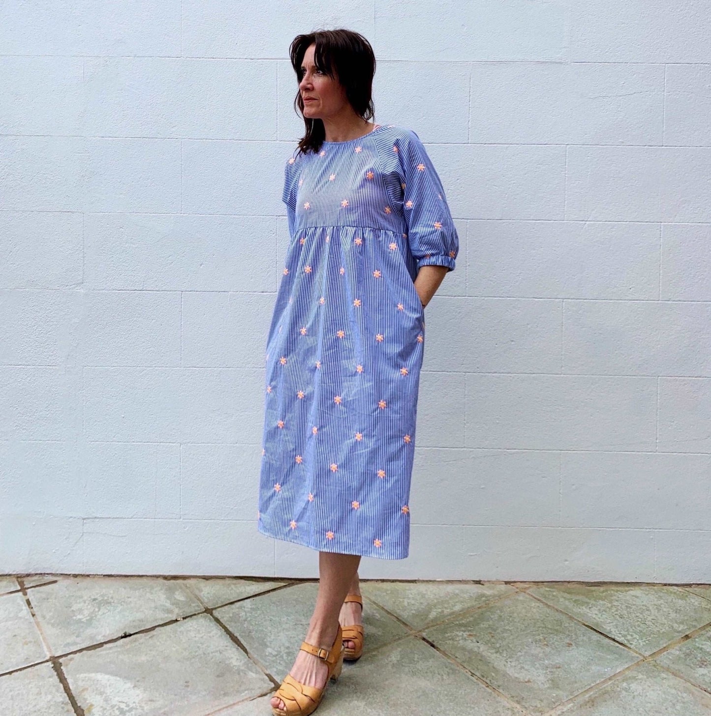 Kay Dress in Starry - Stripe Cotton - Hanova Studio