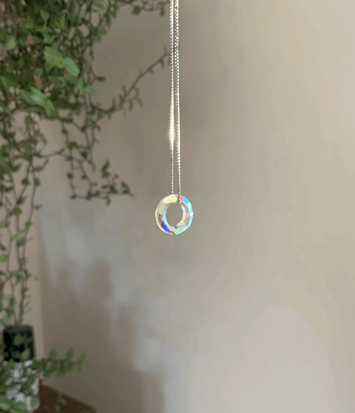 Sterling Silver Necklace with Cosmic Crystal - Hanova Studio