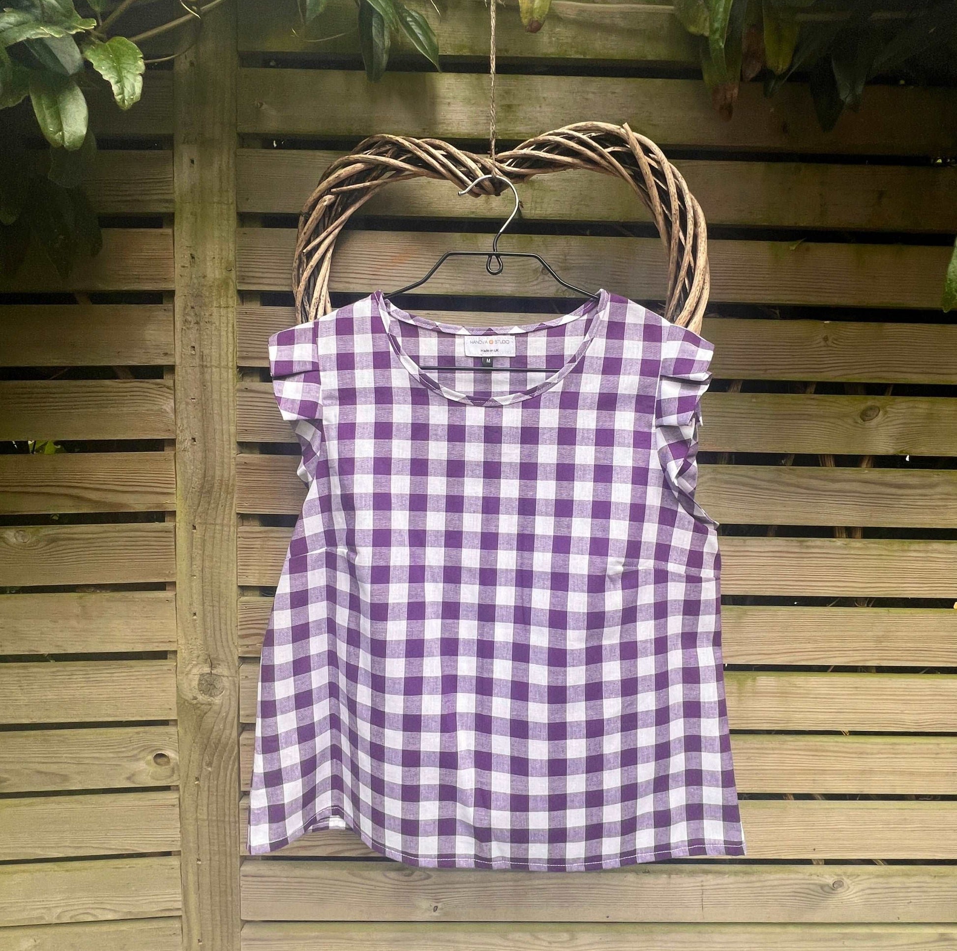 Purple Gingham Kefi Top affordable sustainable clothing