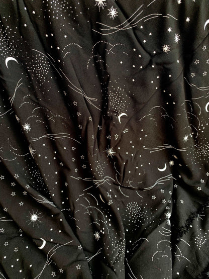 Nova Gown in Night Sky fabric close up