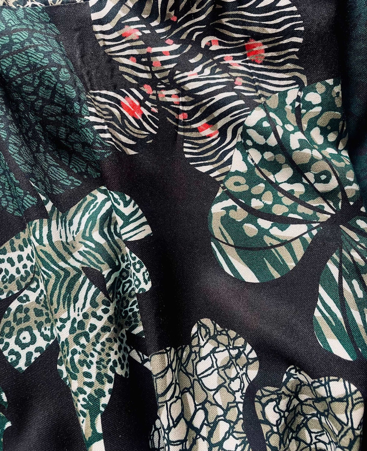 Close up of leopard leaf fabric