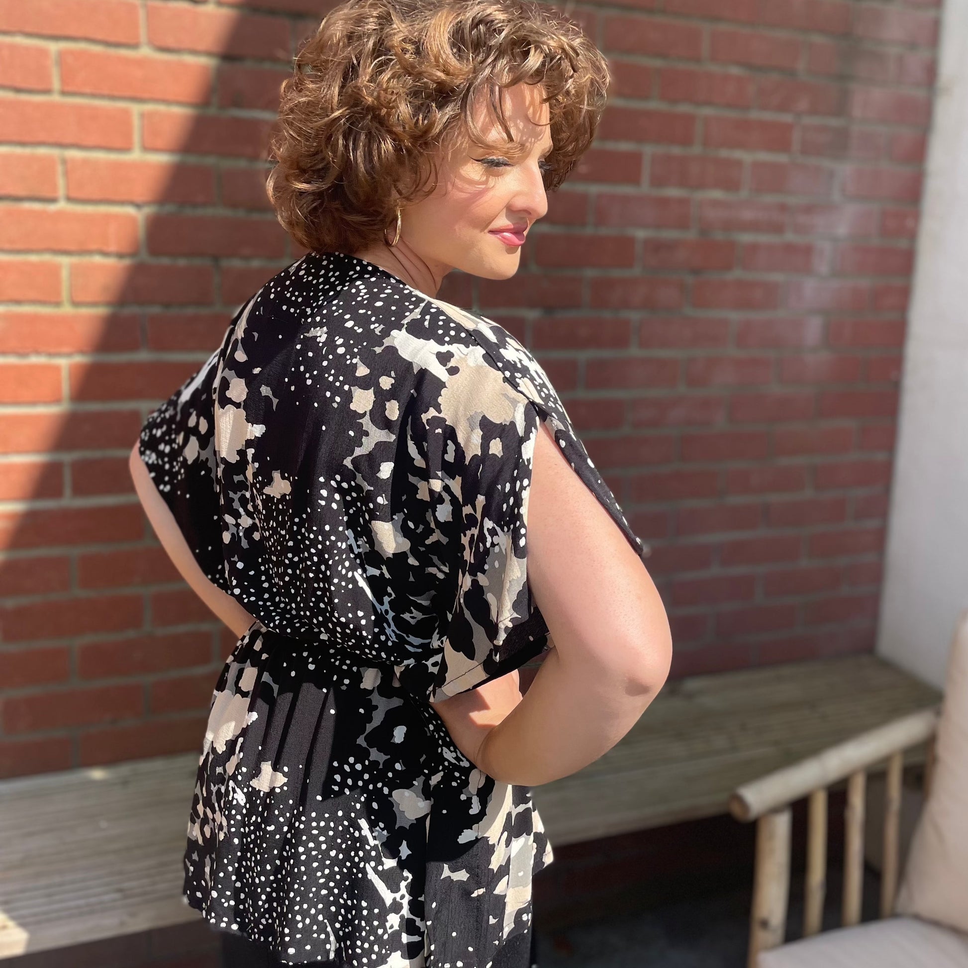 Side view of slow fashion Angel top sleeve detail