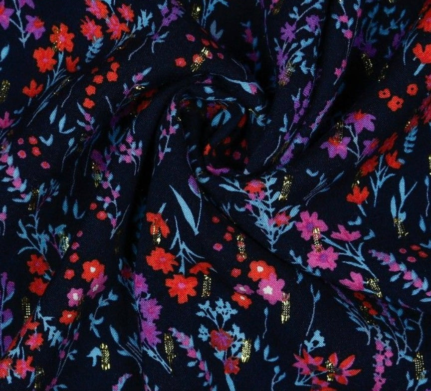 Navy ditsy floral fabric