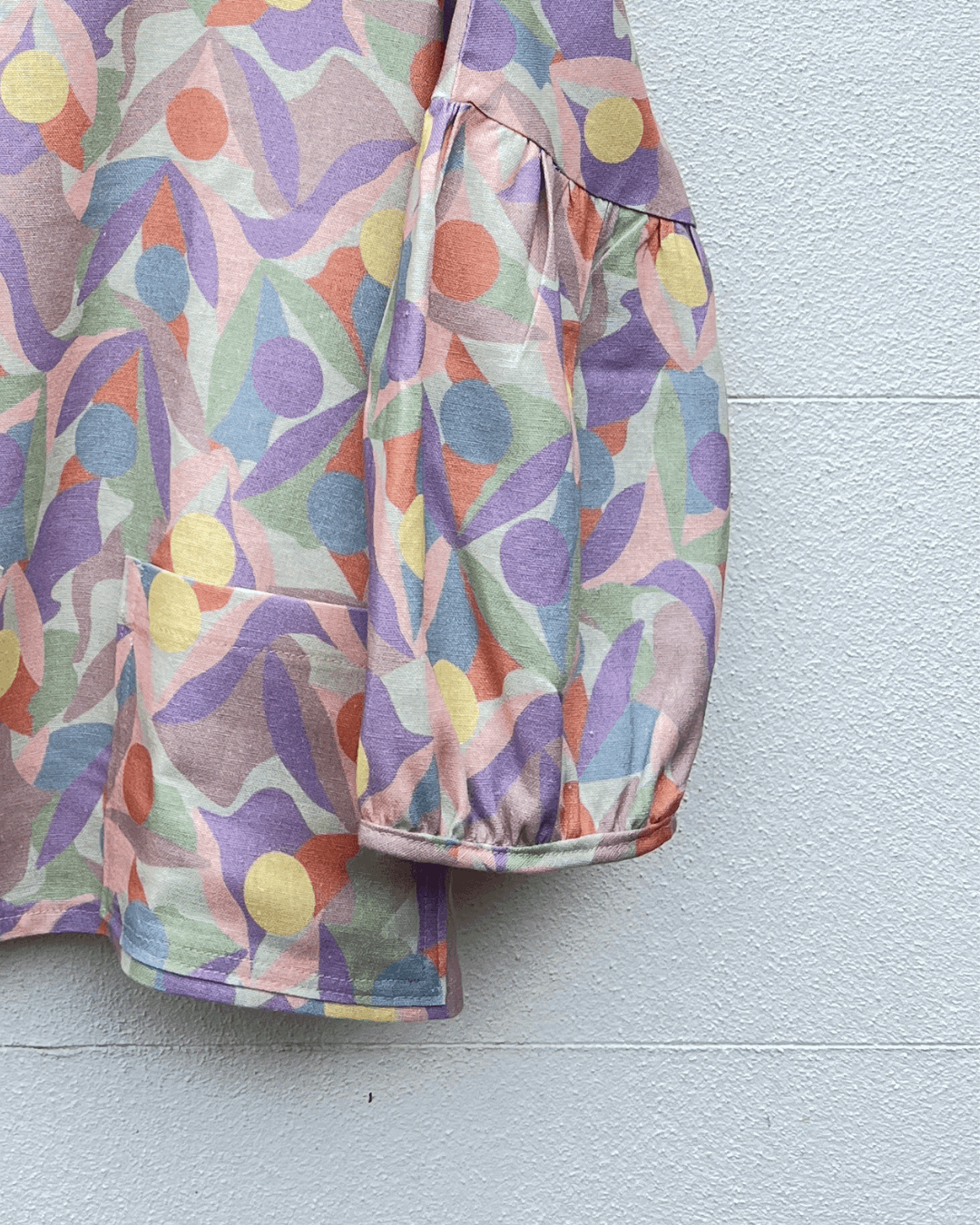 pastel print sleeve and pocket close up cloud blouse