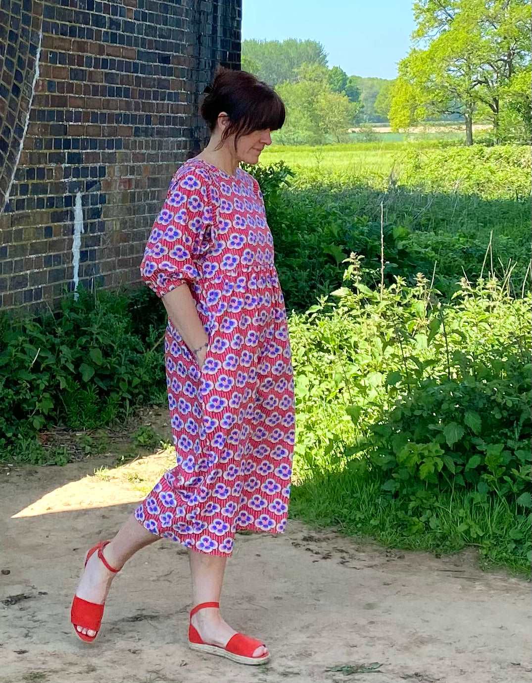 Kay Dress in Kitsch Lotus Cotton - Hanova Studio