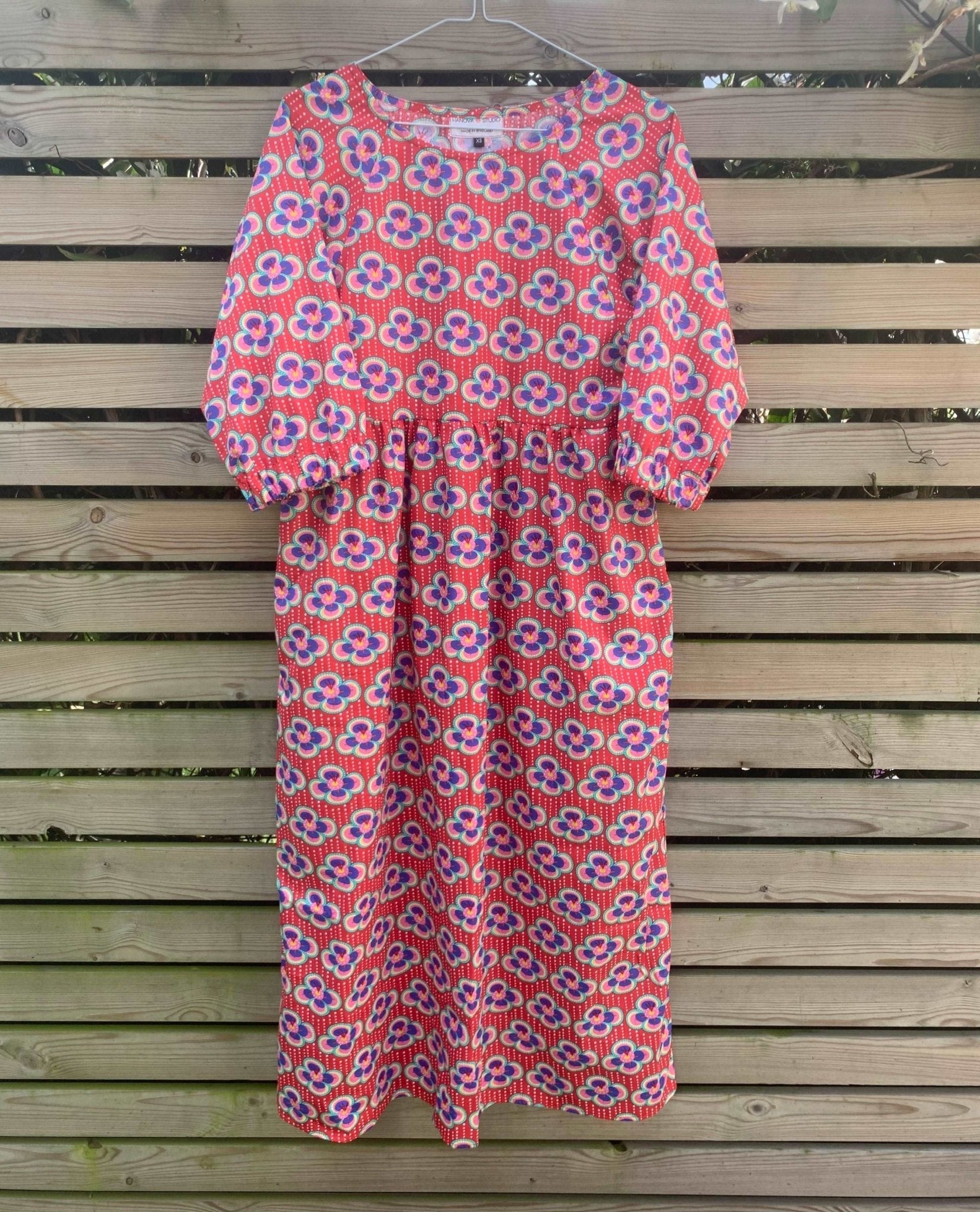Kay Dress in Kitsch Lotus Cotton - Hanova Studio