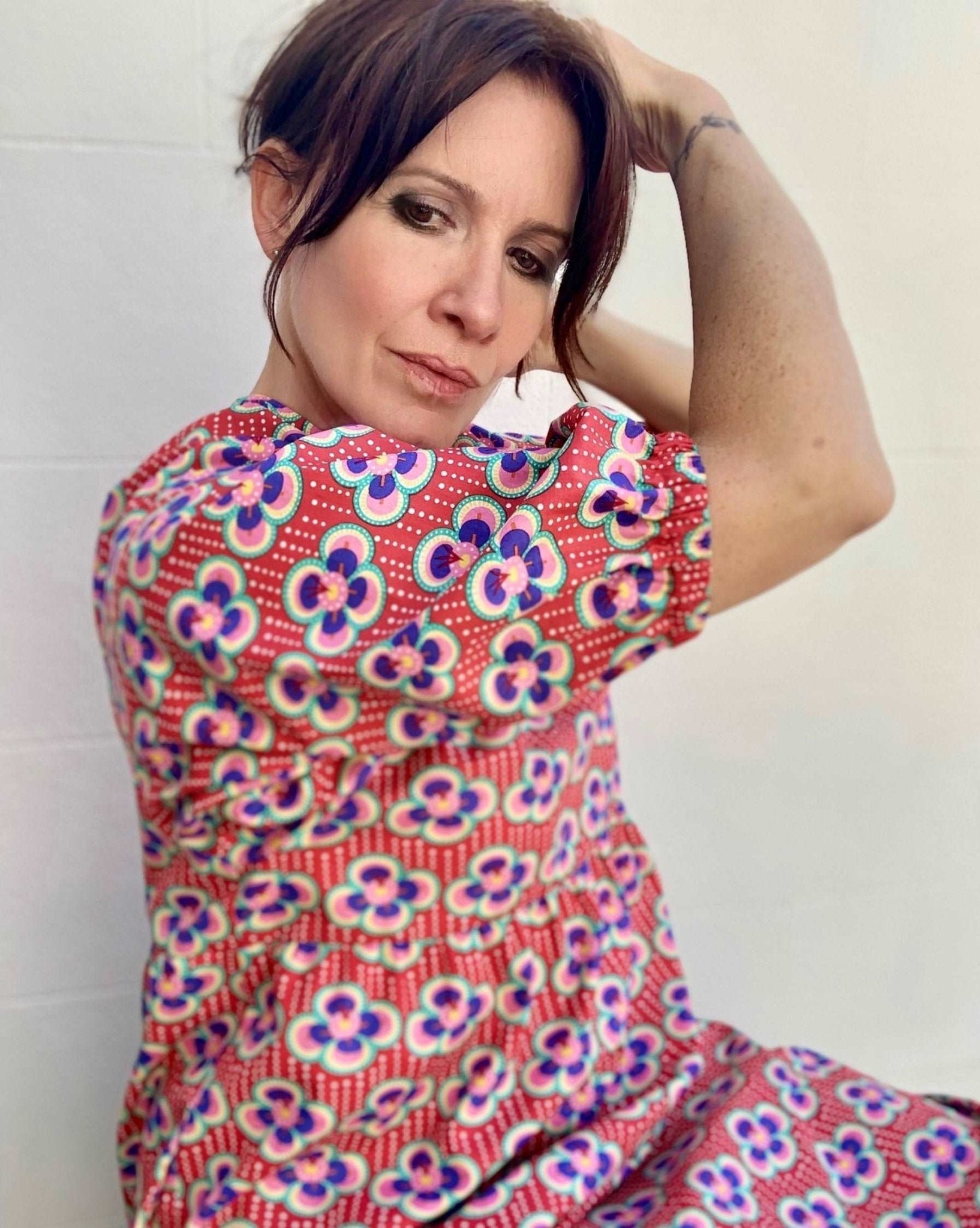Kay Dress in Kitsch Lotus Cotton - Hanova Studio