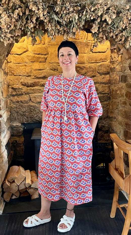 Kay Dress in Kitsch Lotus Cotton - Hanova Studio