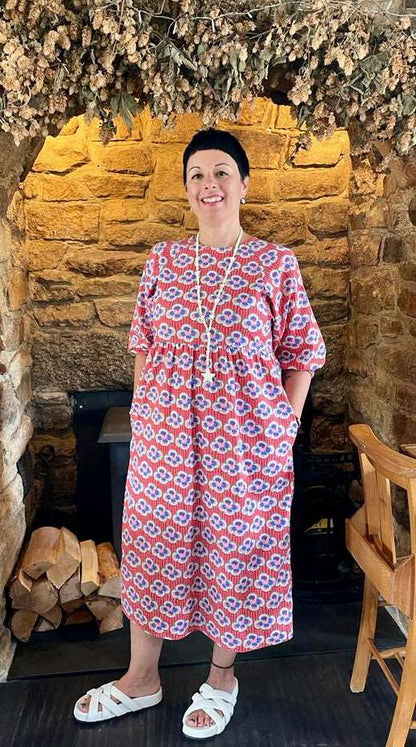 Kay Dress in Kitsch Lotus Cotton - Hanova Studio