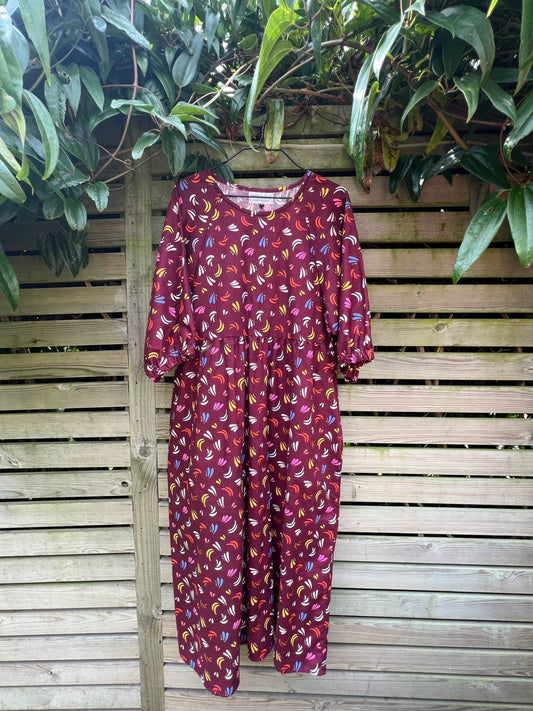 Kay Dress in Maroon Fiesta - Hanova Studio