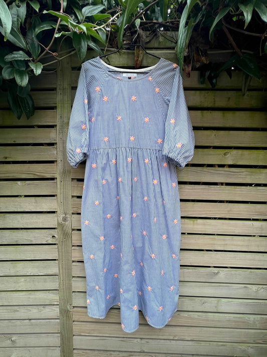 Kay Dress in Starry - Stripe Cotton - Hanova Studio